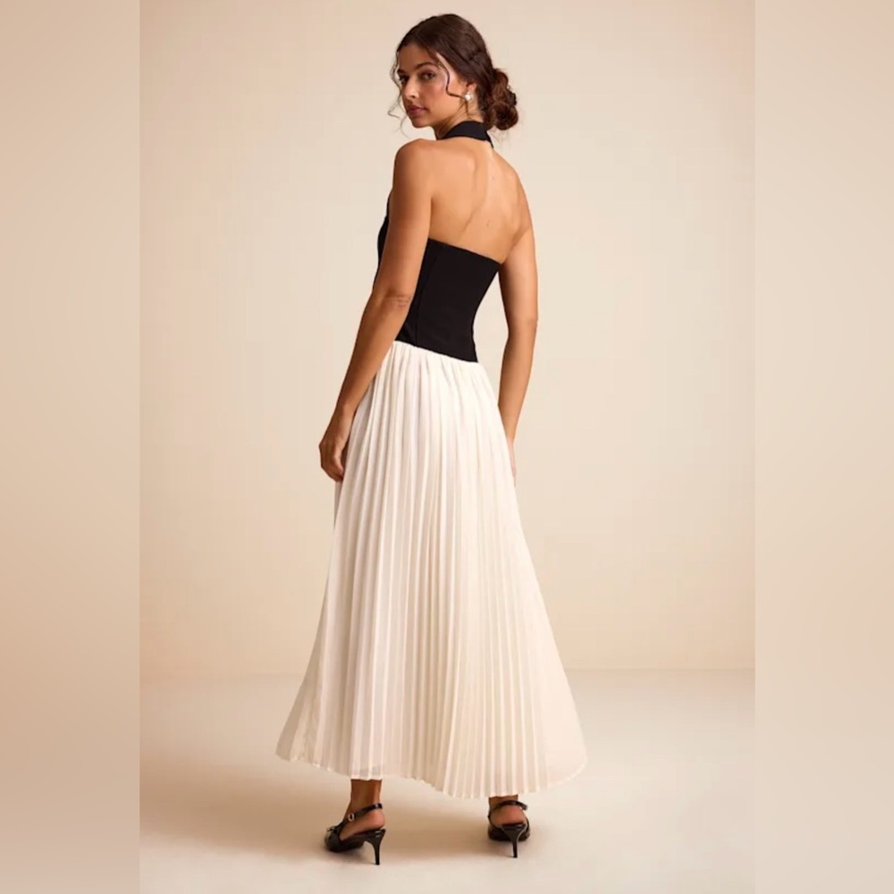 Lulus Suri Mixed Media Halter Maxi Dress XL NWT - Picture 2 of 7